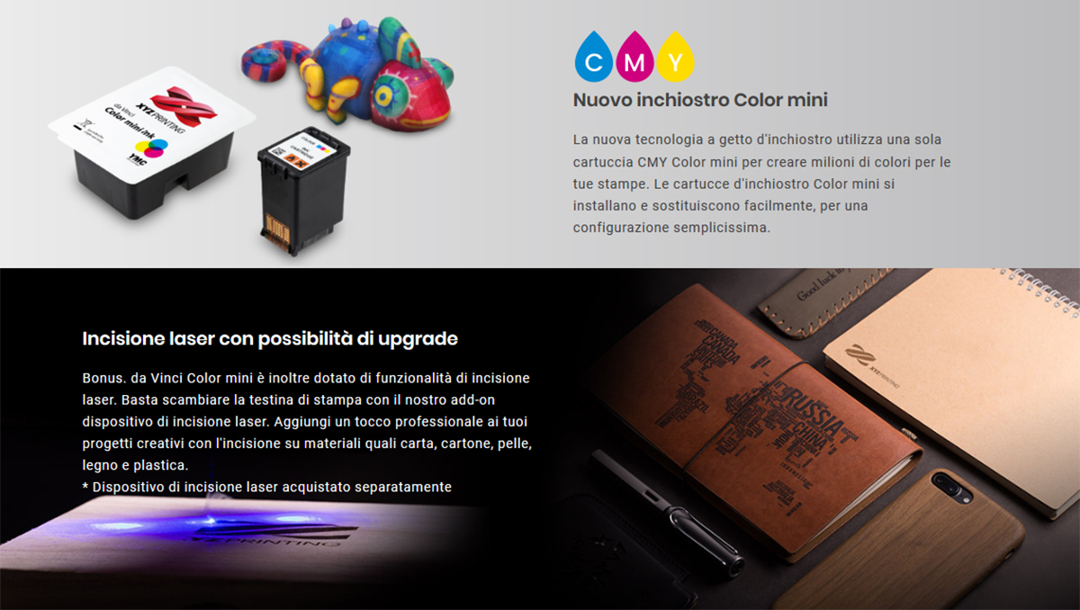 XYZ Da Vinci Color Mini Stampante 3D USB/Wi-Fi Nero